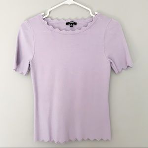 Purple Scalloped Short Sleeve Sweater